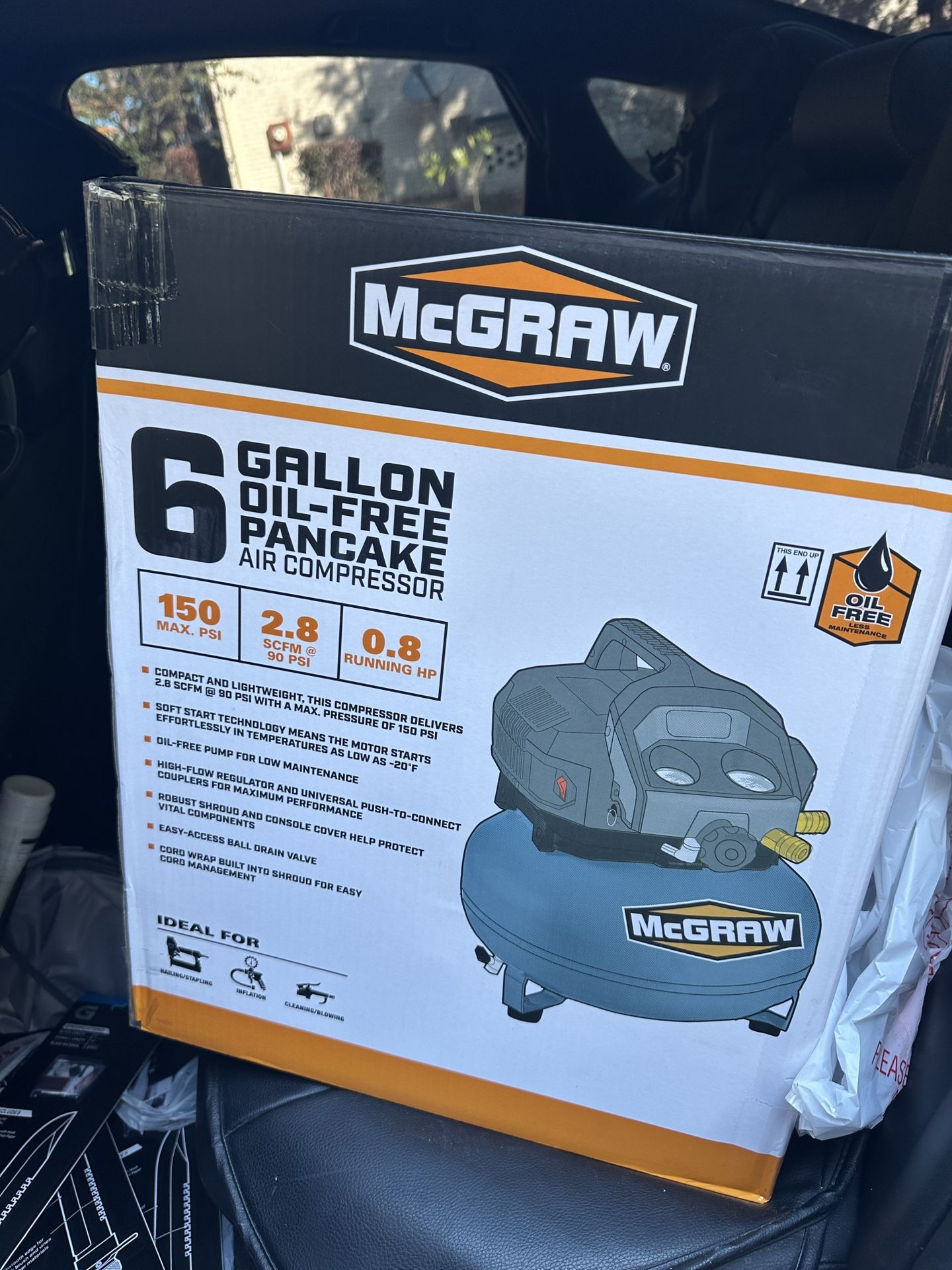 Air Compressor - 6 Gallon Oil-free - Pancake - 150 PSI 