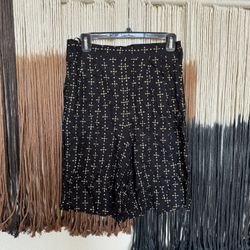 Vintage black, gold and white flower print super high waisted shorts; excellent condition