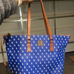 Dooney And Bourke Los Angeles Dodgers Leather Large Tote Bag Purse Shoulder Bag