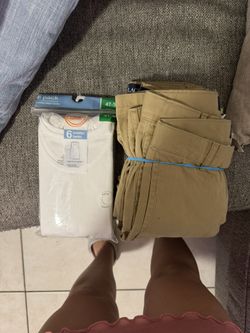 Kids White Tank Top & Uniform Khaki Pants
