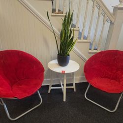 2 (Two) Faux Fur Saucer Chair, Adult,