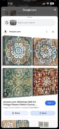 Wall Art Flower Pattern Canvas