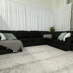 Large Black Fabric Sectional 