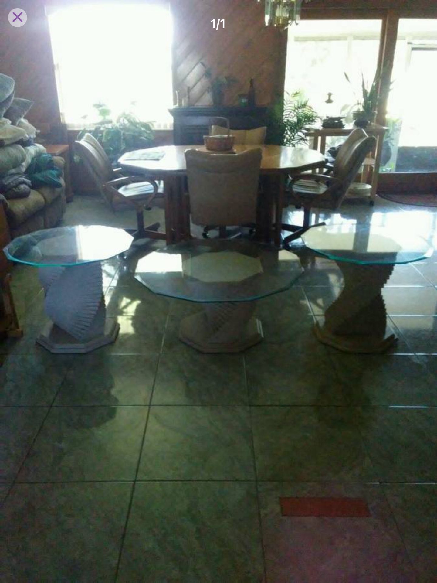 LIVING ROOM GLASS TABLE SET