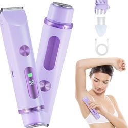 2026 Bikini Trimmer for Women, Cordless& Painless& Waterproof Dual Head Shaver for Women Private Area& Face& Body, 2-in-1 Electric Razors, Bikini Shav