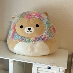 Giant Lion Squishmallow Plush 16" Leonard The Rainbow Mane Lion