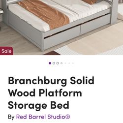 Red Barrel Studio Branchburg Solid Wood Platform Storage Bed Full Size Gray *Drawer Storage Not Included*