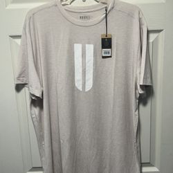 NoBull Men's Workout Short Sleeve T-Shirt Horns Logo Oatmeal Tan XXL 2XL NWT