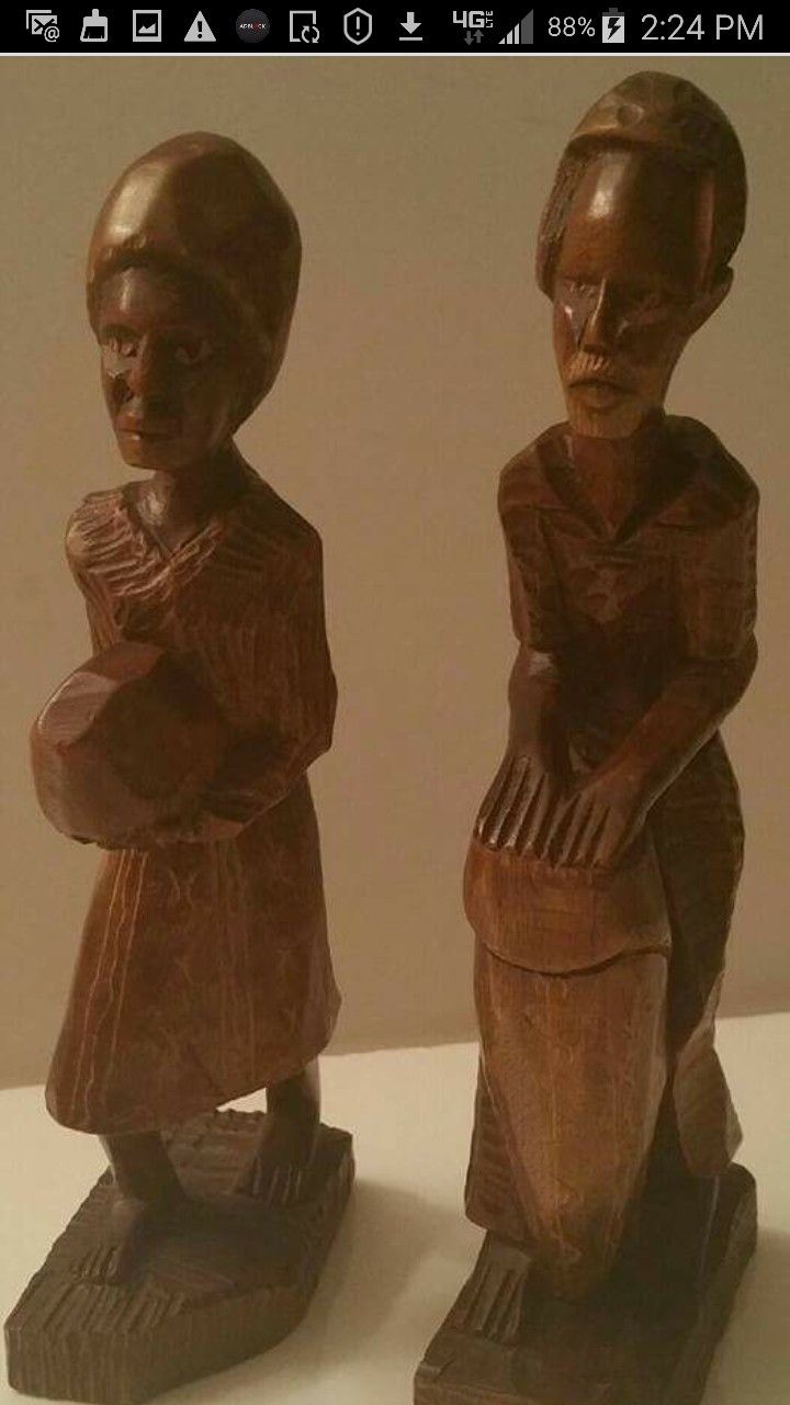 EXOTIC  AFRICAN  WOOD HANDCARVED  STATUES- reduced price today