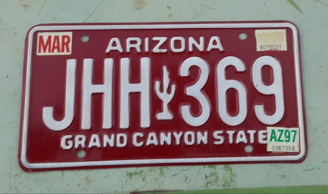 Vintage AZ 1980's license plate.