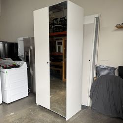 IKEA PAX Wardrobe combination, white mirror with Drawers and Baskets Very Good Condition