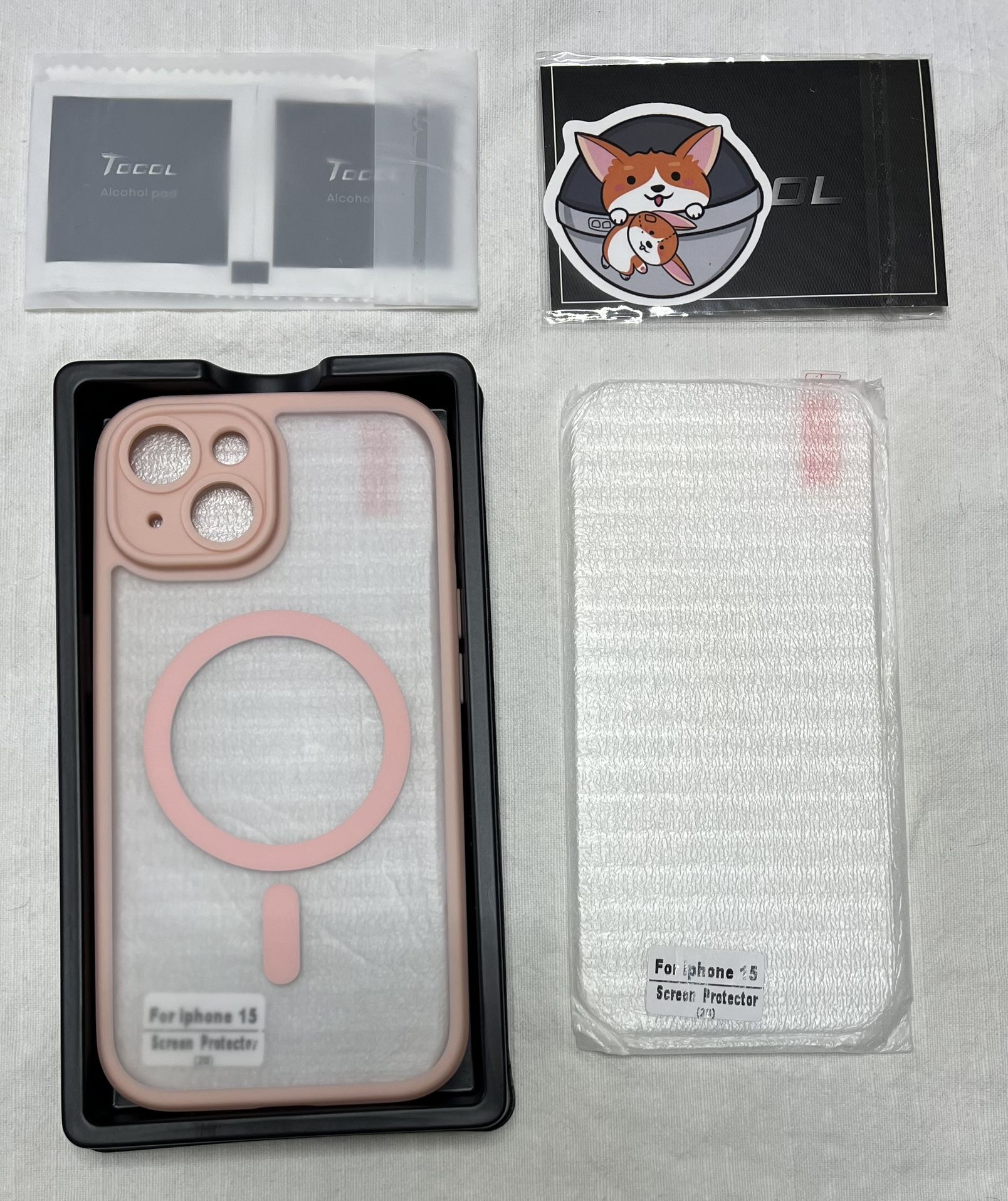 TOCOL Magnetic iPhone 15 Case Translucent Matte Pastel Pink / Camera Protection