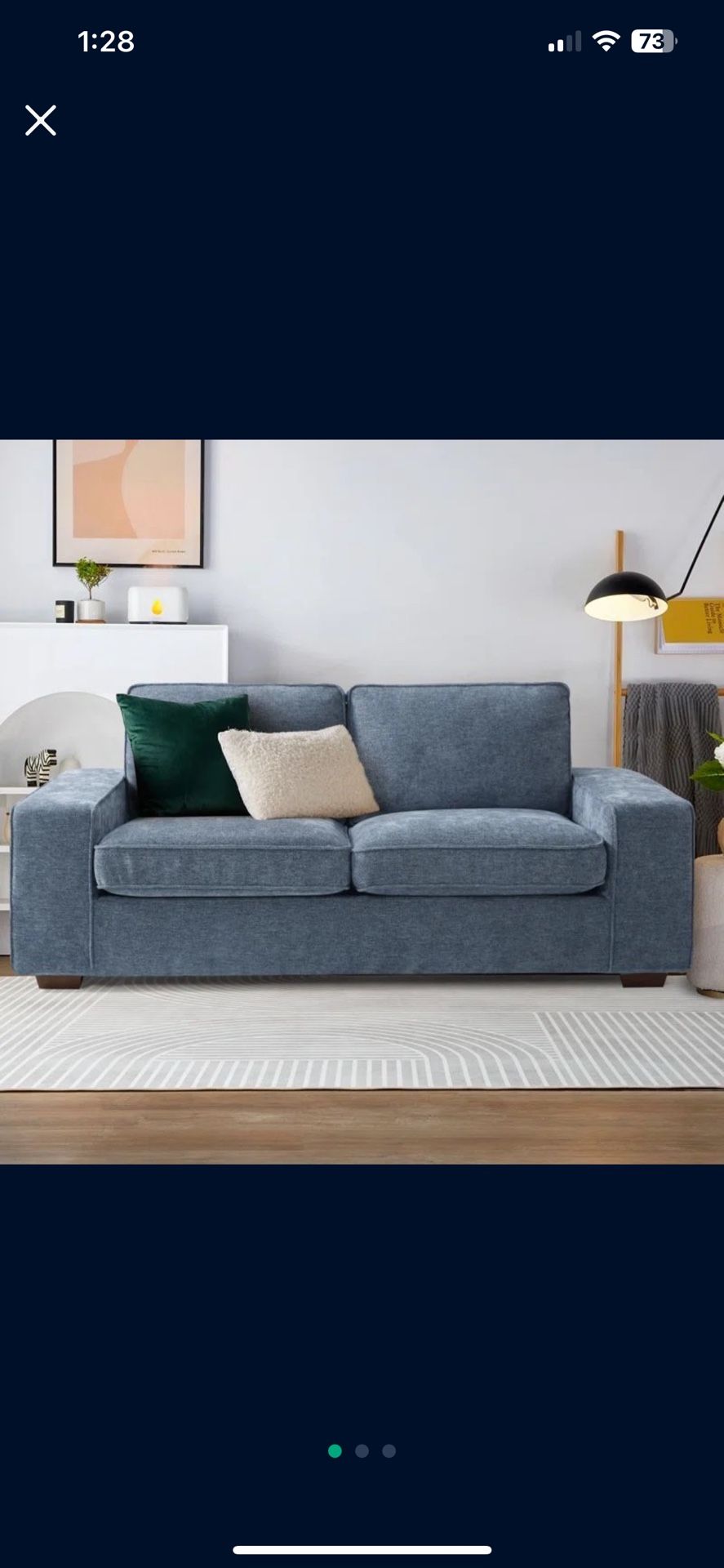 Van Winkle 71.25" Chenille Square Arm Loveseat Sofa, 2 Seater Small Sofa Couch, Removable Sofa Cover