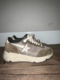 Golden Goose Running Sole Sneakers Olive Green Cream Suede Italy EU 36 US 6 W