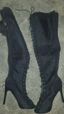 Lace thigh high boots