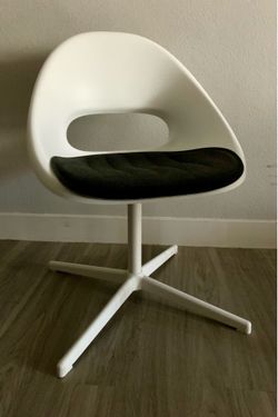 IKEA LOBERGET Swivel Chair + Pad – Like New – White/Gray