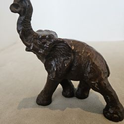Vintage Elephant Raise Trunk Resin Sculpture 6”
