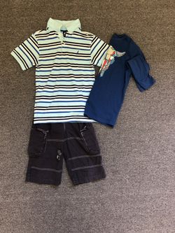 Nautica polo shirt, GAP T-shirt, GAP long sleeve T-shirt, GAP jacket, Eddie Bauer-Keedo-GAP shorts