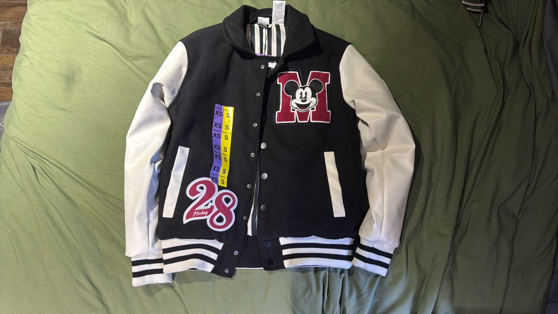 Disney Mickey Varsity Black Jacket Unisex M/XS W/S