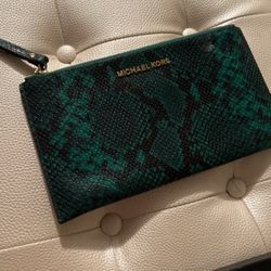 Michael Kors Green Snakeskin Clutch