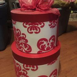 2 Large Decorative Hat Boxes Gift Boxes Christmas