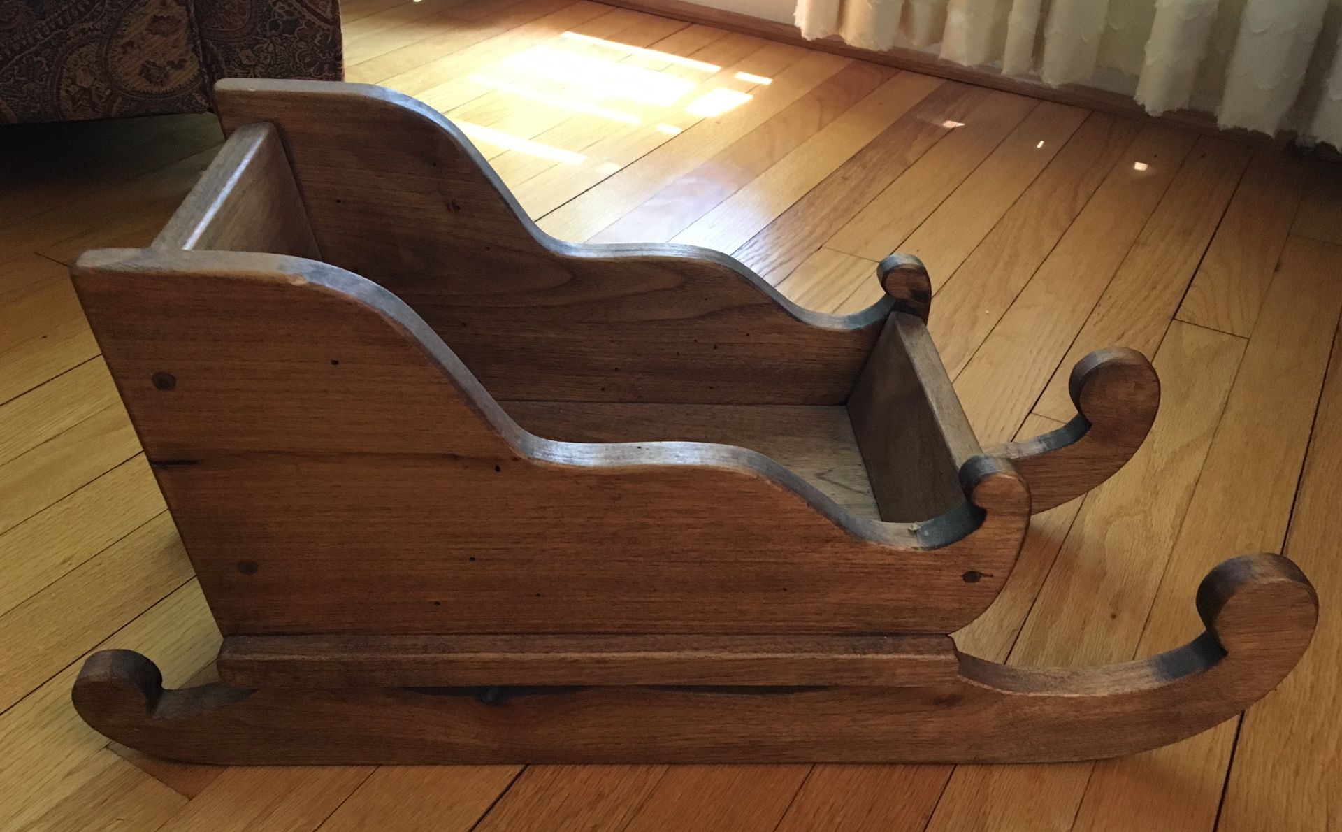 Handmade solid wood doll sled
