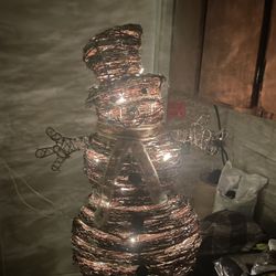 Wood Snowman With Lights