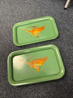 Vintage Green Metal Serving Trays – Set of 7 –