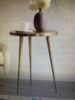 West Elm Casted Tripod Round Side Table In Bronze 15" In Diameter  H22.5"