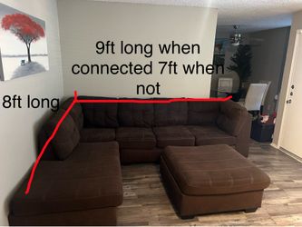 Chocolate Brown Sectional + Ottoman – Fair Condition – Must Go!
