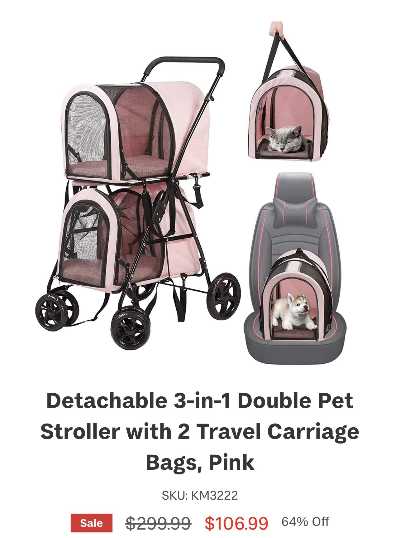 Dog Double Stroller And Carrier