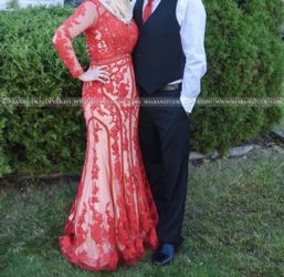 Tiffany dress size 6 red and nude