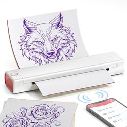 Wireless Tattoo Stencil Printer, Thermal Tattoo Machine with 10pcs Stencil Transfer Paper, Bluetooth Tattoo Machines Specializing in Tattoo Artists, C