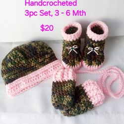 Baby Hat Set, 3pc Hat Set, 3-6 Mth