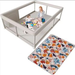 Hiaksedt 65 x 50 Inch Baby Playpen with Mat