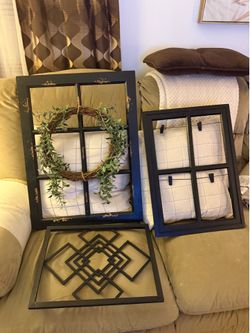 Farmhouse Black Window Frame Wall Decor Set with Geometric Art
