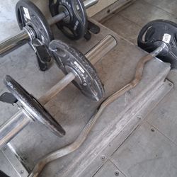 Juego De Pesas Con Barras Y Mancuernas 