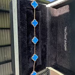 Van Cleef Style Blue Alhambra Clover Bracelet – 5 Motifs
