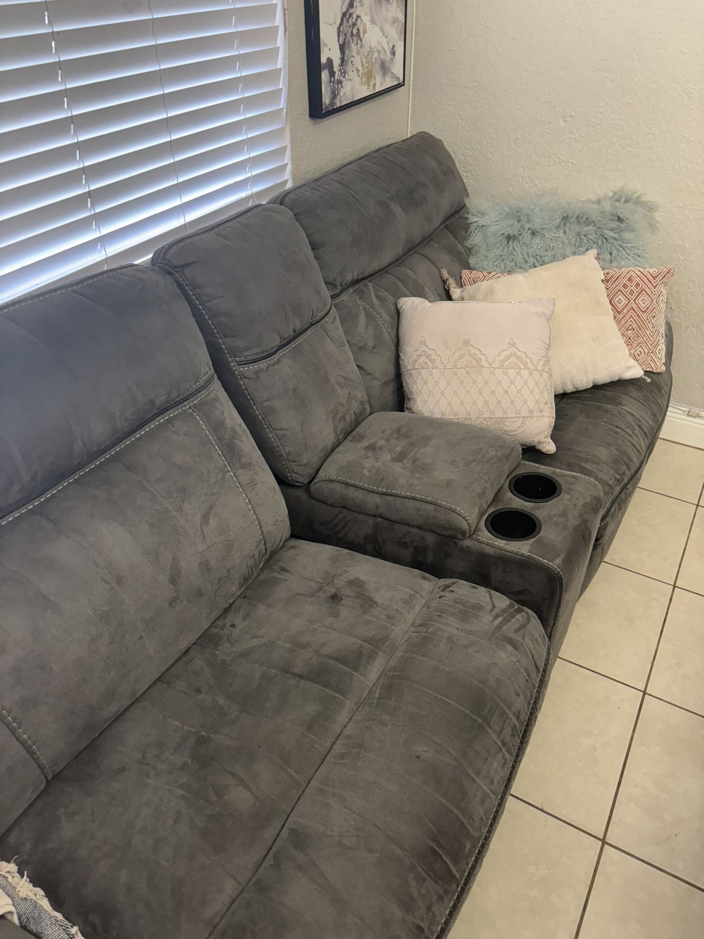 Suede grey couch
