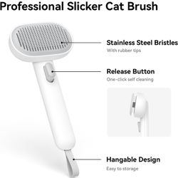 aumuca Cat Brush with Release Button