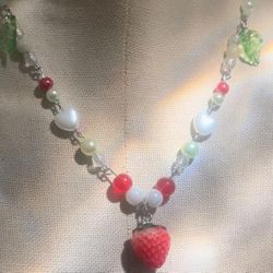 Strawberry Beaded Necklace 