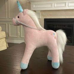 Gund Starflower Unicorn Plush Stuffed Animal 14” Pale Pink Blue Horn (contact info removed) 