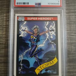 1990 Marvel Universe Storm #48 trading card, graded PSA 7. Marvel Universe Series 1 set