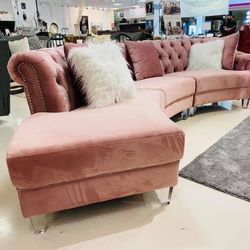 New Large Velvet Sectional (pink,black,blue)