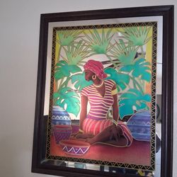 African Framed Glass Art