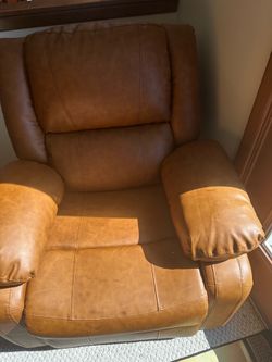 Brown leather recliner