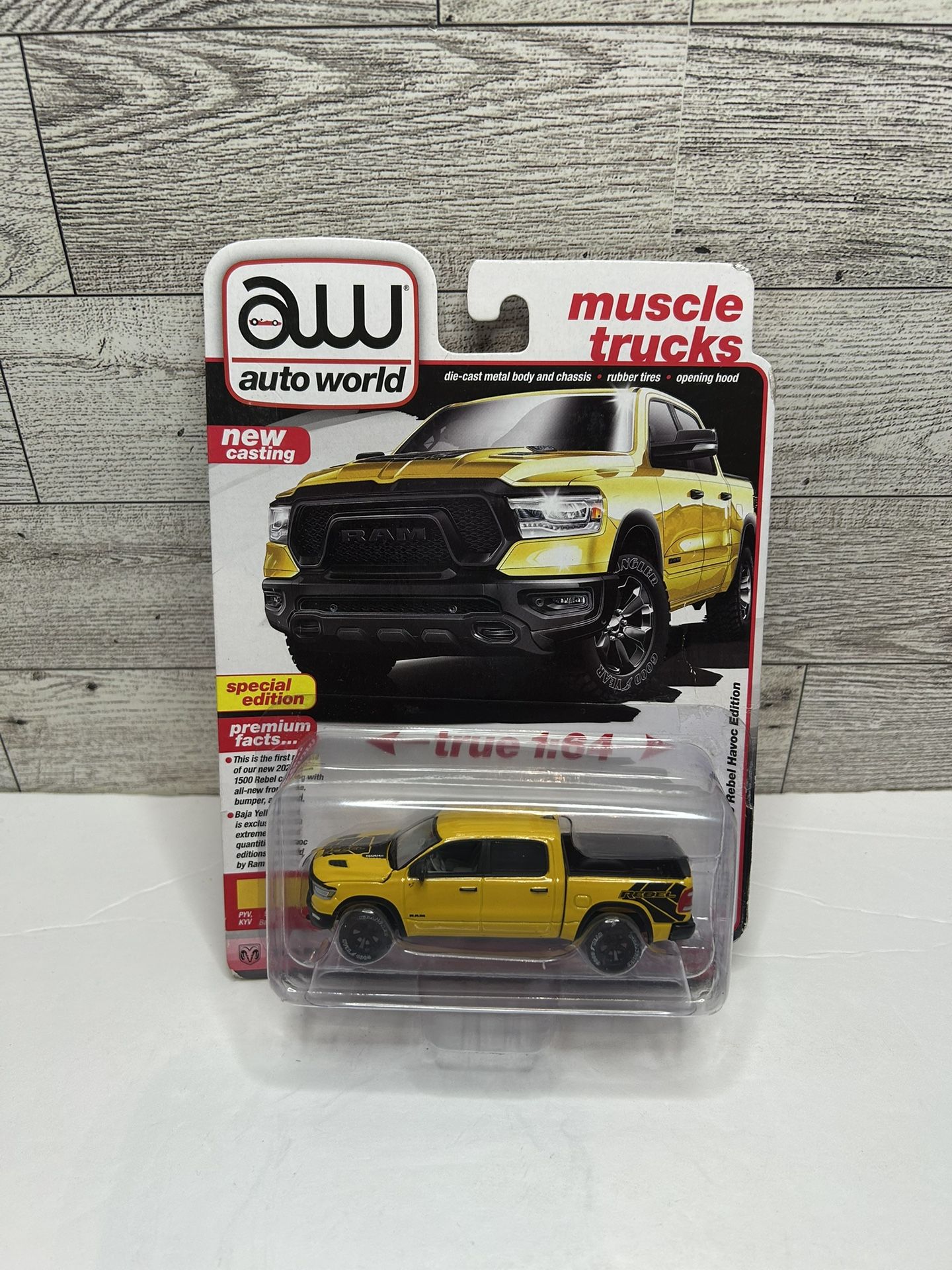 Auto World Premium Series Yellow ‘2023 Ram 1500 Rebel Havoc Edition Pickup Truck / Special Edition • Die Cast Metal • Made in China