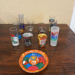 13 Shot Glasses And 1 TAVALERA Mexico Ashtray… $25