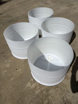 White 25 Gallon Food Grade Clean Half Barrels.