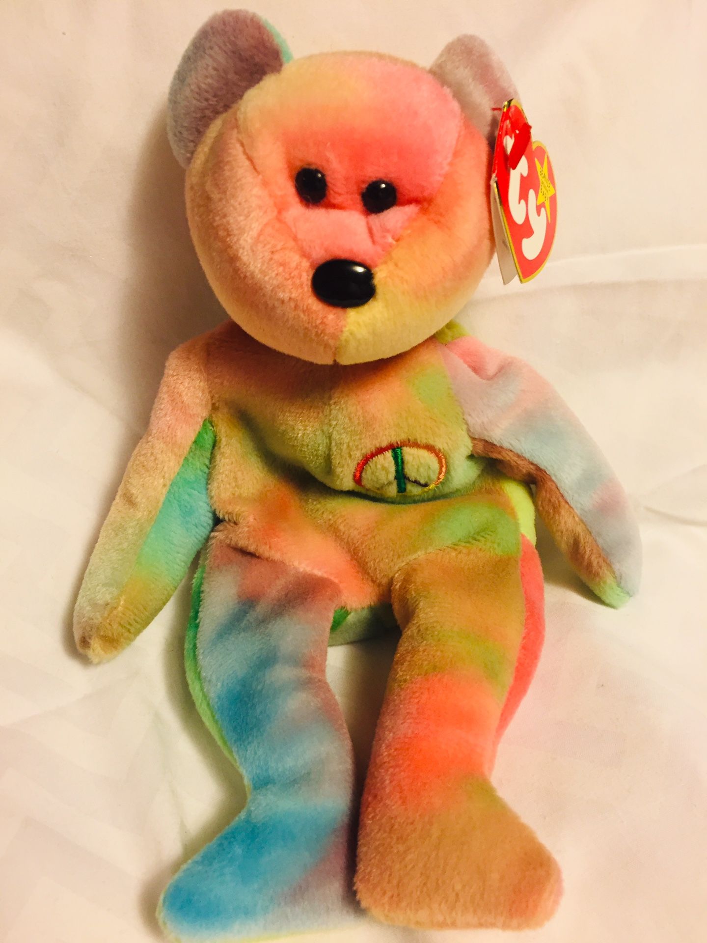 Beanie Baby “PEACE” 1996 First Generation First BEANIE WITH EMBODIED PEACE SIGN “MINT”